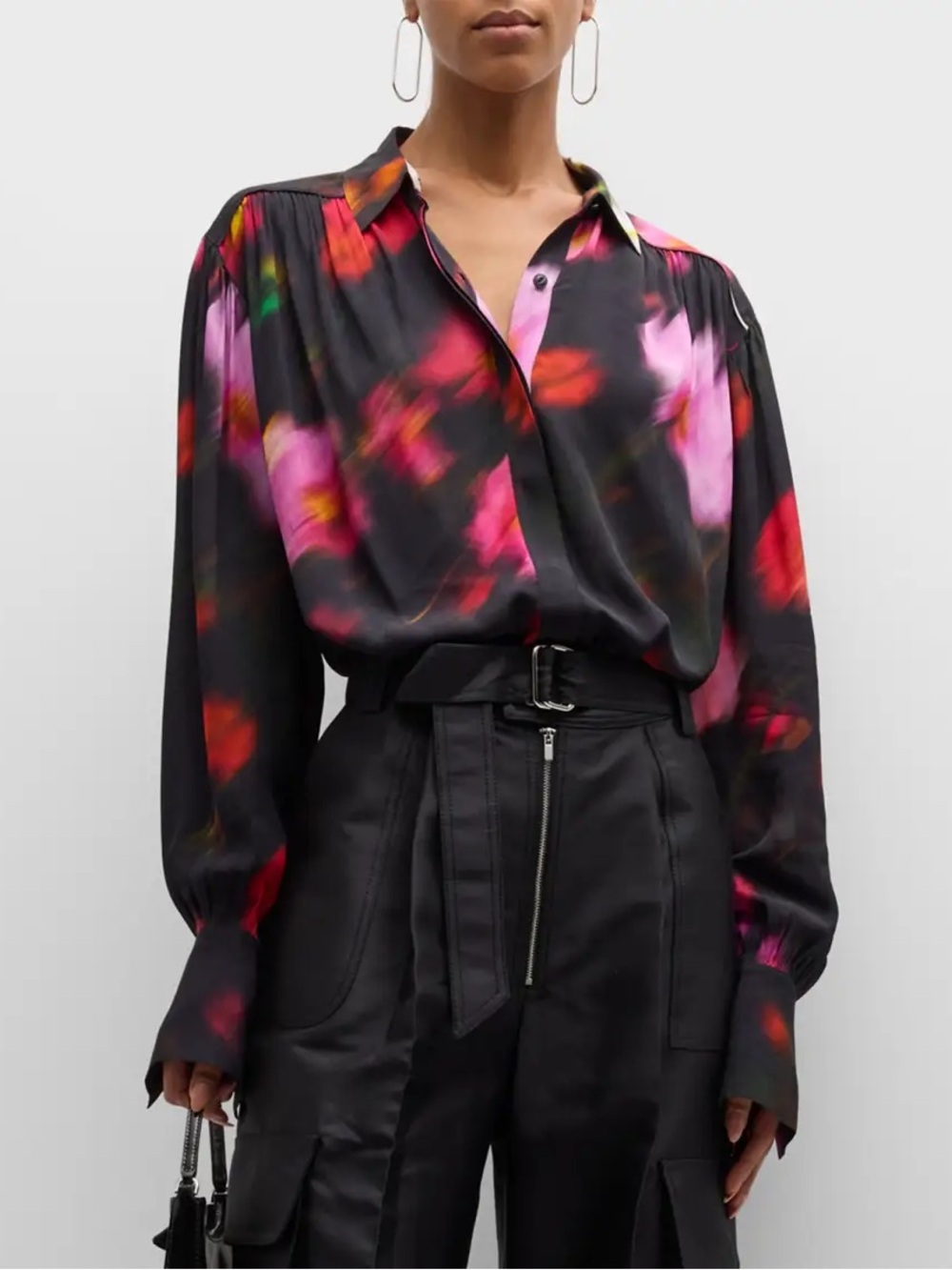 rag & bone Aubrey Floral Silk Button-Front Blouse